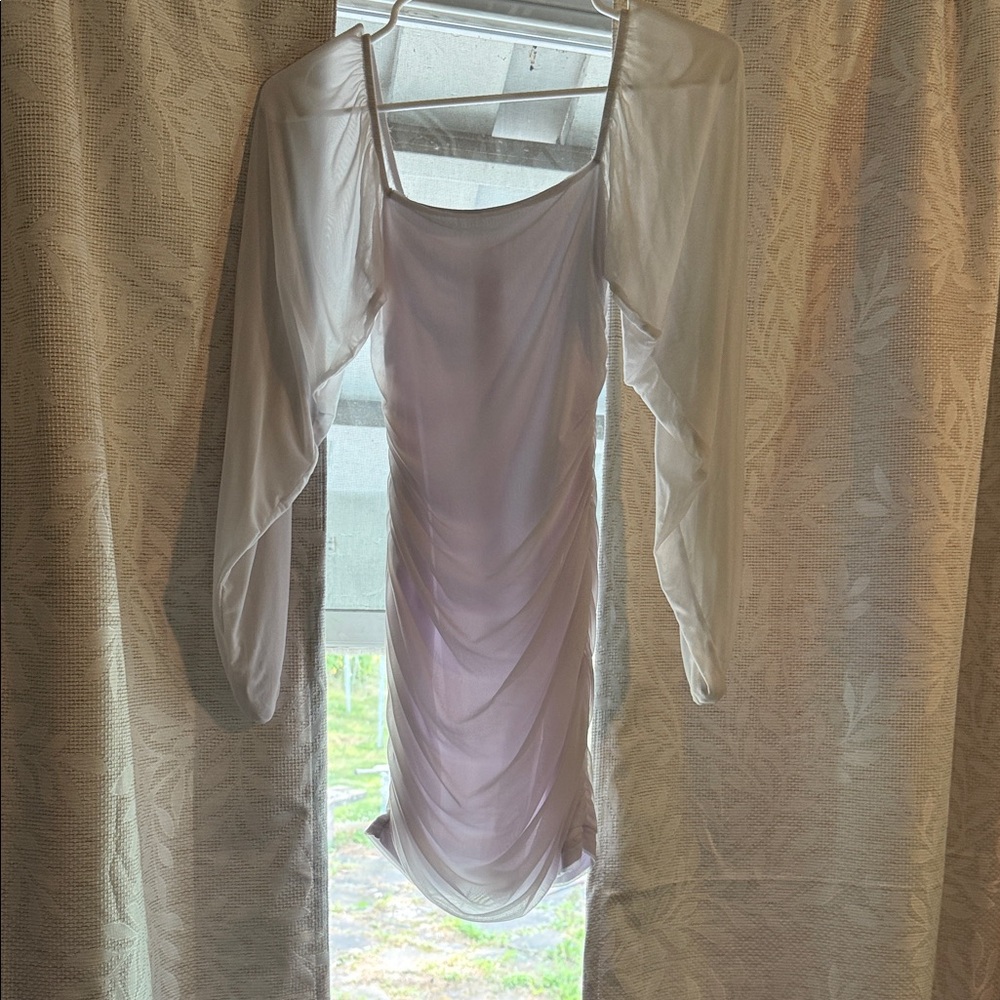 Amazon White and Lavender Long Sleeve Dress
